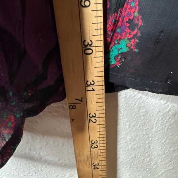 Modcloth Meow Bouquet Pleated Chiffon Midi Skirt Black Floral Button Front 18W - Picture 8 of 13